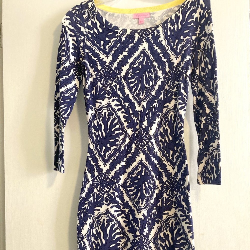 Lilly's  Navy/White Sweater Dress Sz S NWOT